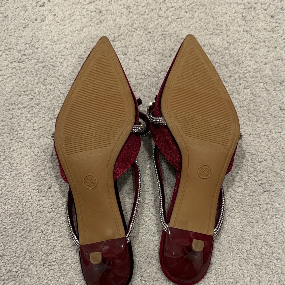 A New Day Burgundy Mules with Bow Detail Size 8.5 - Picture 7 of 9
